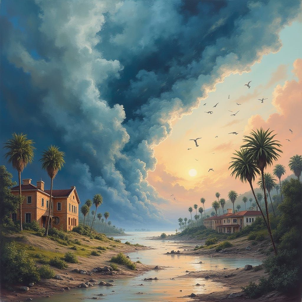 Surreal Disaster Unfolds in Whimsical Impressionist Masterpi...