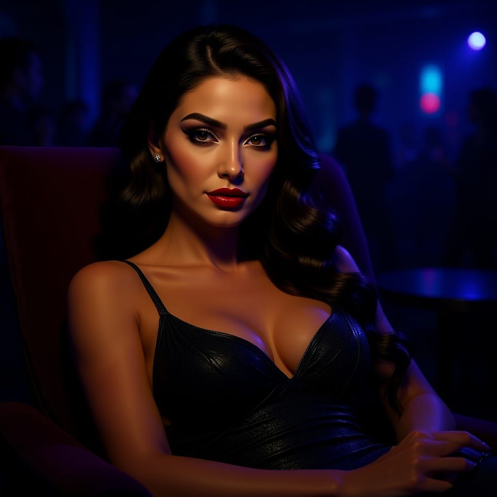 Glamorous Woman in Nightclub, High Fantasy Art