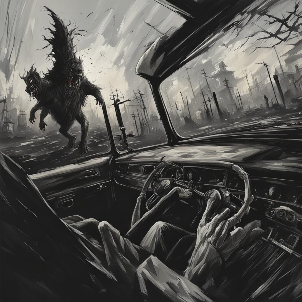 Struggling Figure Driven Mad with Fright