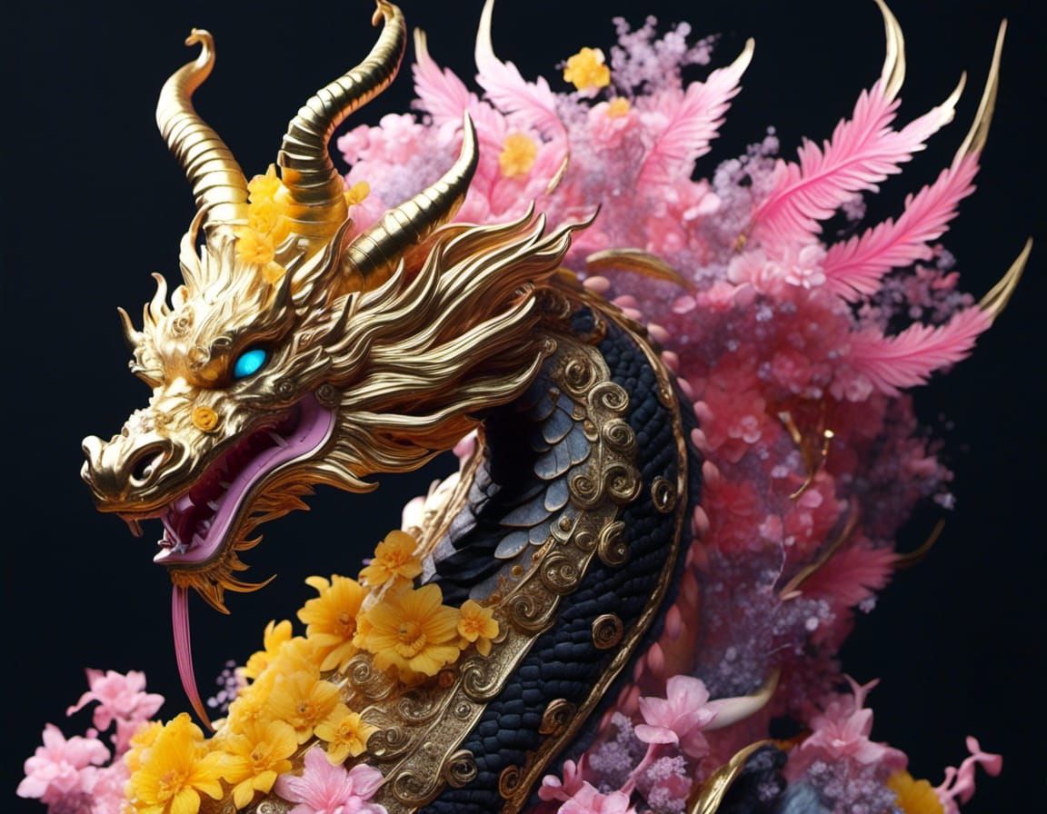 Pastel Vaporwave Chinese Dragon Portrait