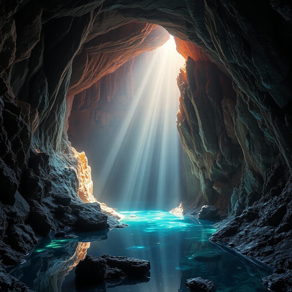 Majestic Crystalline Cave Radiating Ethereal Light