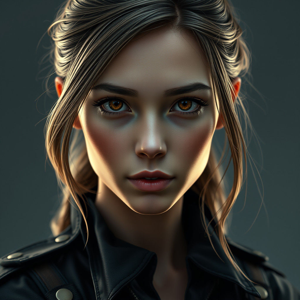 Beautiful Woman in Military Jumpsuit, Detailed Matte Paintin...