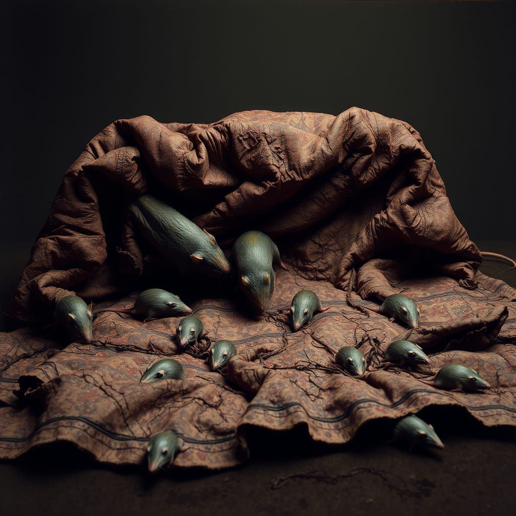 Disturbing Biomechanical Still Life with Rat-Skinned Carpet