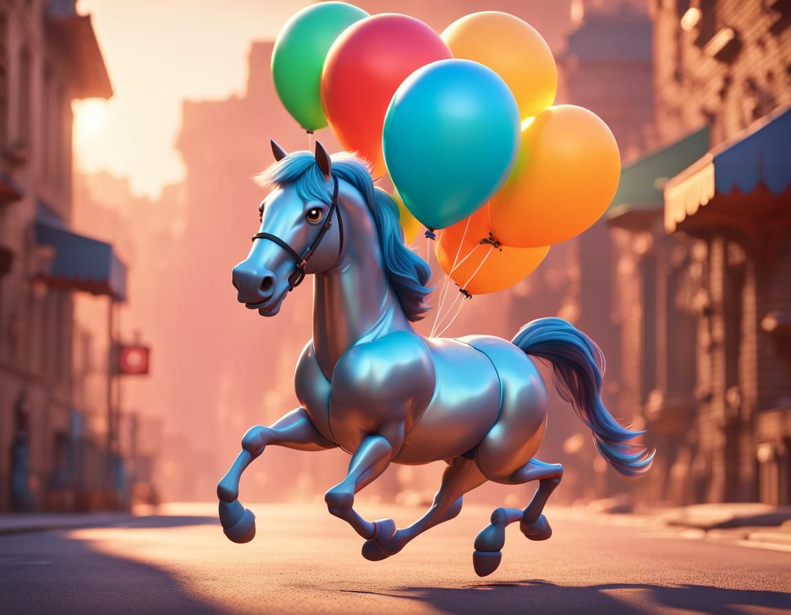 Balloon Animal Horse: Pixar-Style 3D Digital Art