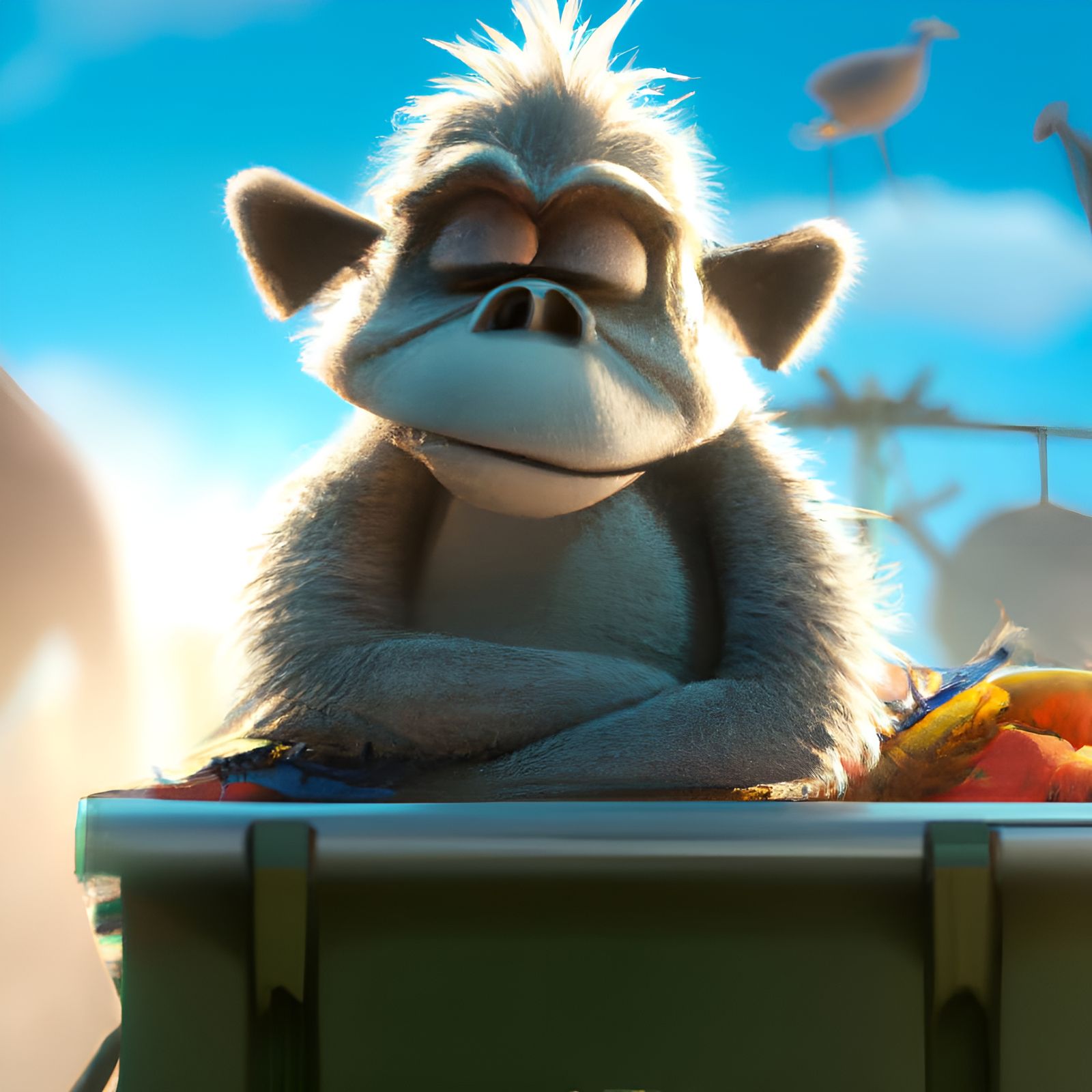 Pixar-Style Monkey Character in Garbage, 8K