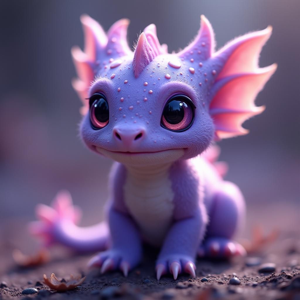 Adorable Purple Dragon in Ethereal Light