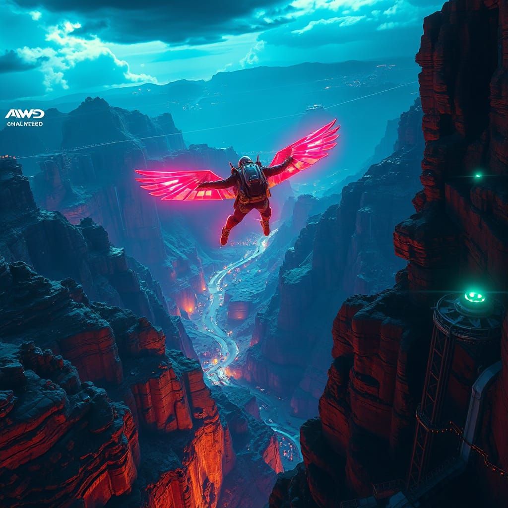 Futuristic Wingsuiter Soars Through Majestic Canyons in Vibr...