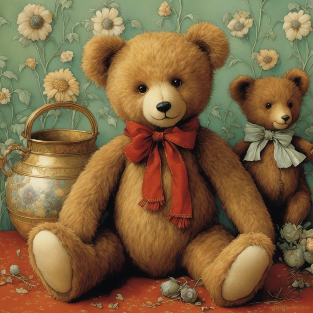 Teddy Bear in Jane Hissey Style