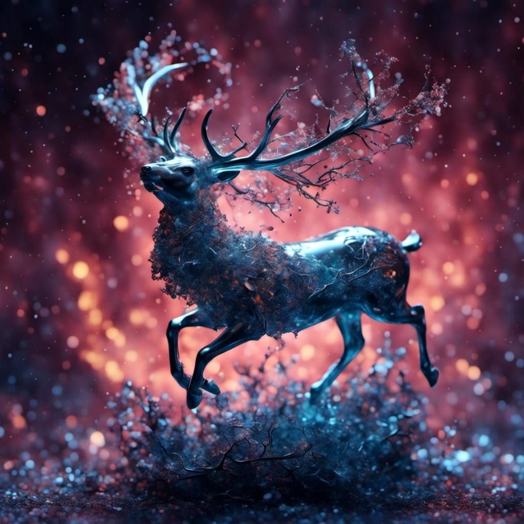 Glowing Angel Reindeer: Centered Composition