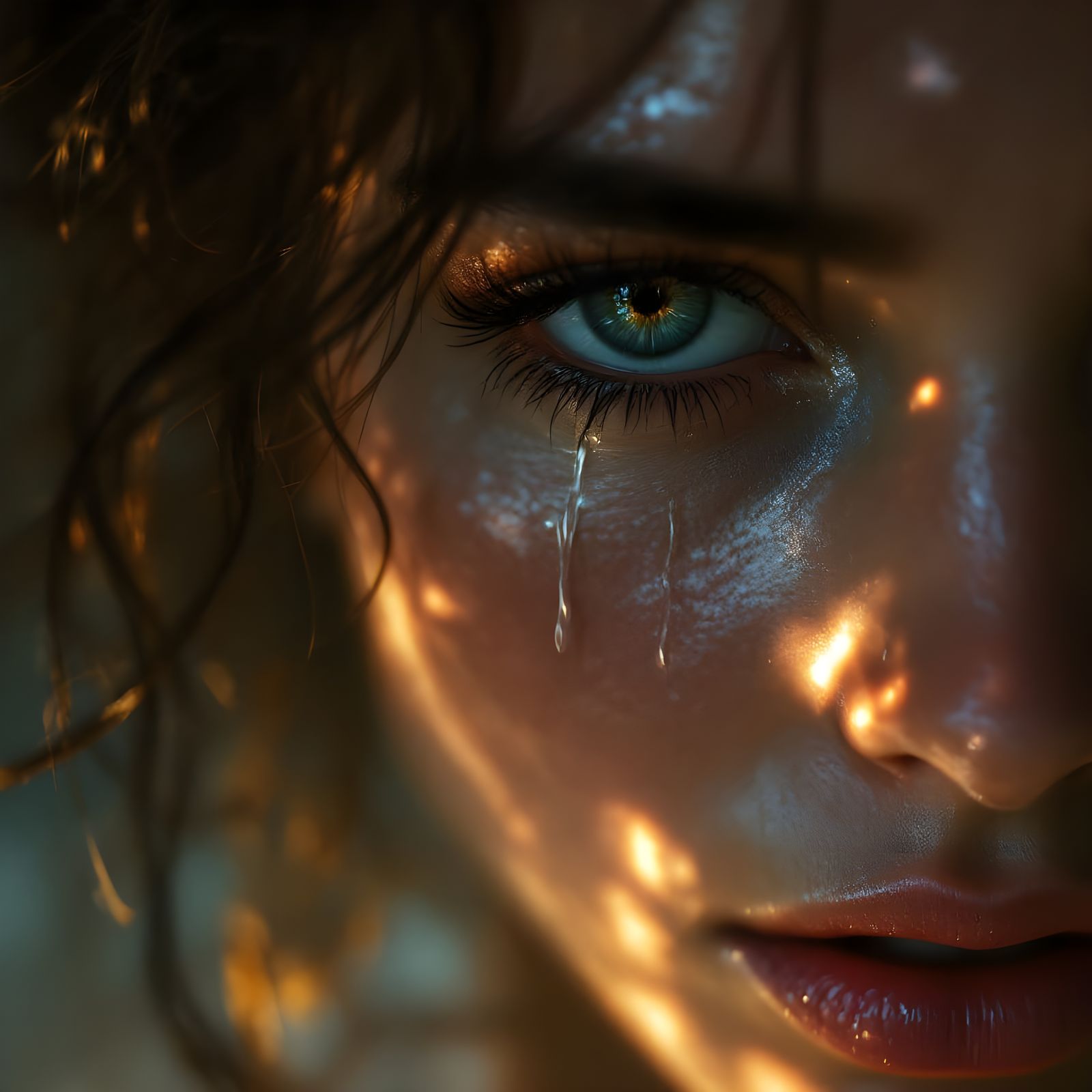 Mournful Beauty in Photorealistic Tears