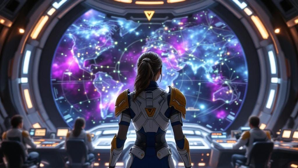 Spaceship Commander in Sci-Fi Widescreen Scene