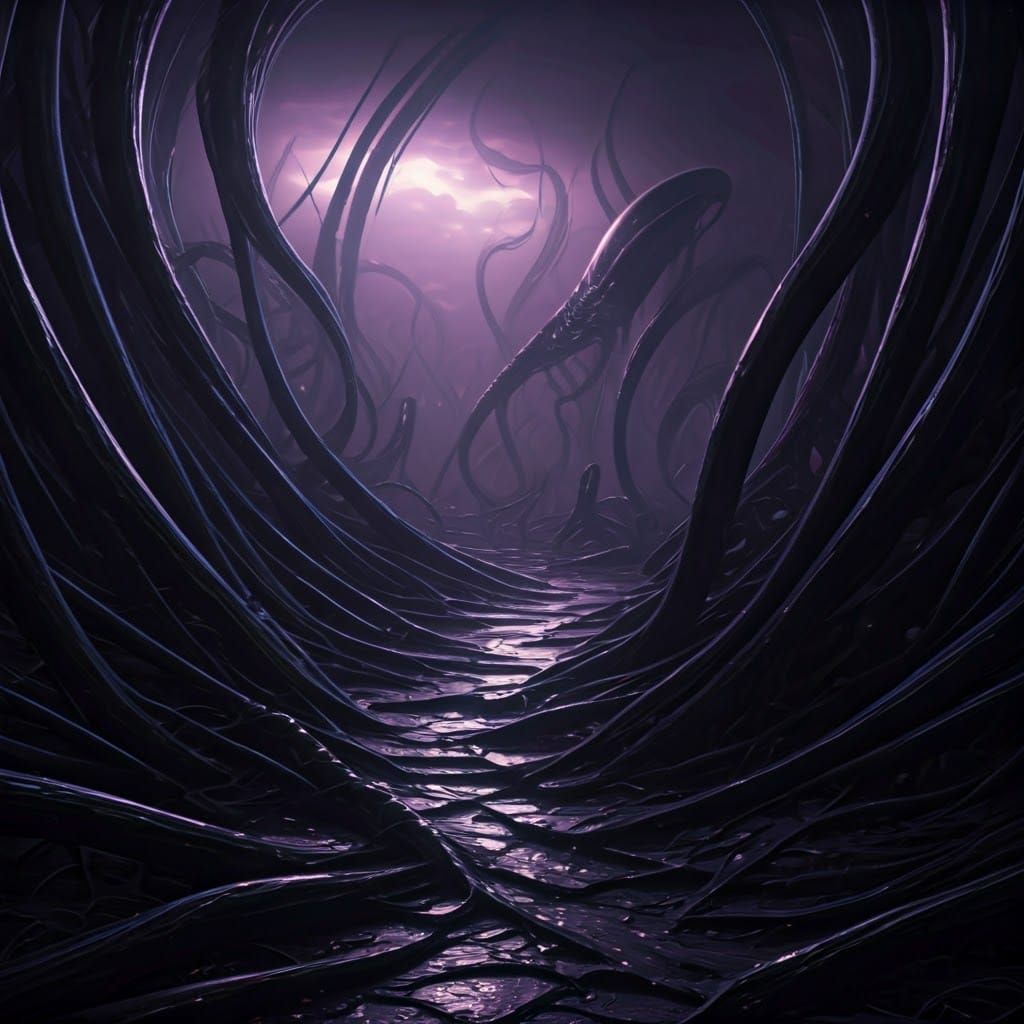 Dark, Oil-Slick Alien World in Malevolent Atmosphere