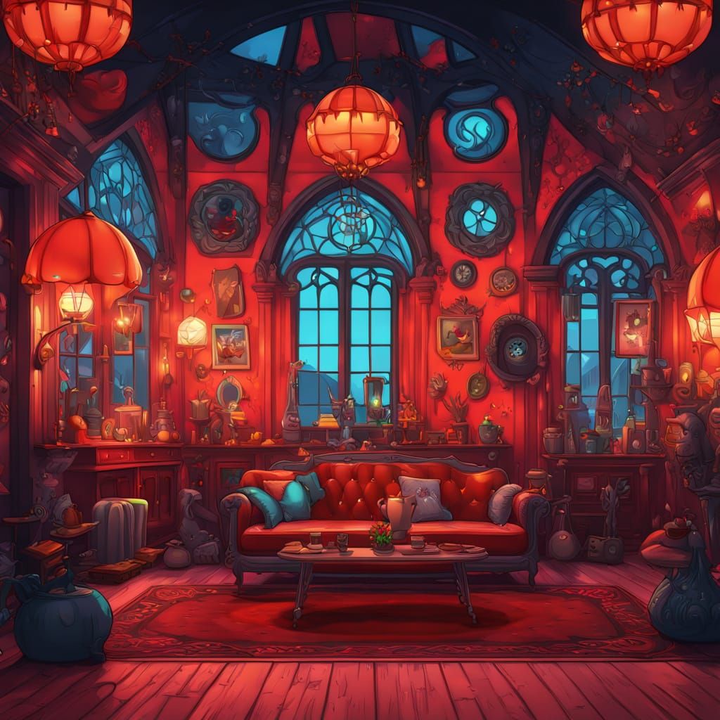 Cartoon Vampire Cocktail Hour in Gothic Lounge