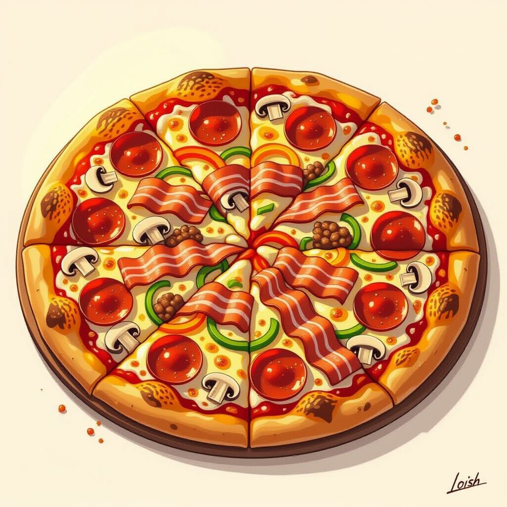 Loaded Pizza with Pepperoni, Sausage, and Vegetables