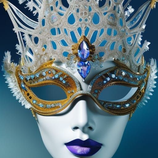Ice Goddess Venetian Mask with Diamonds