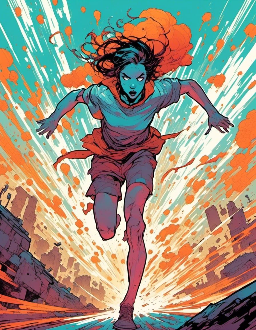 Blurred Runner Breaks Dimensional Boundaries