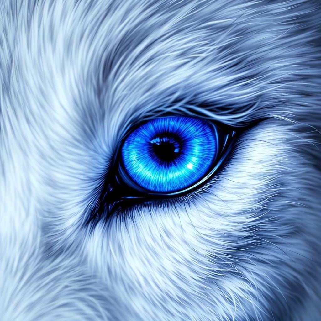 Intricate Blue Wolf Eye, Digital Painting