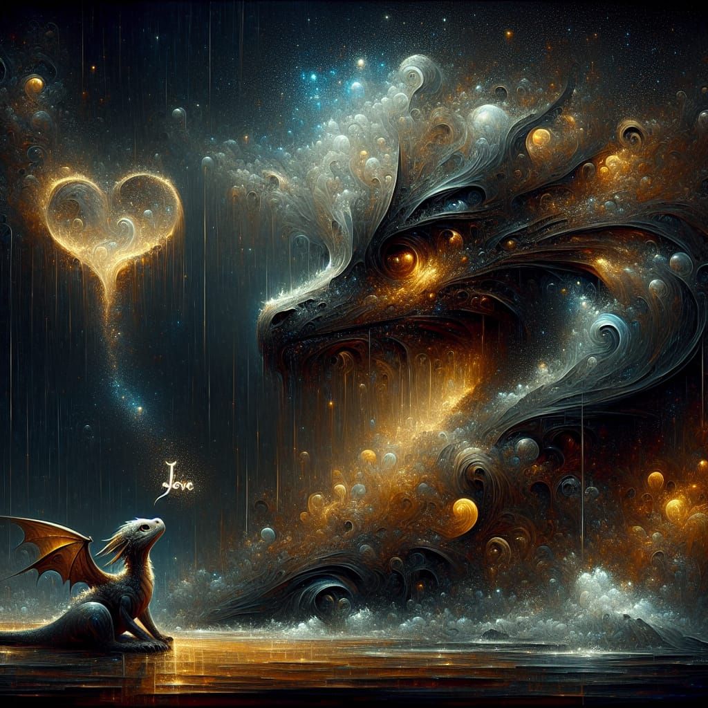 Baby Dragon Portrait in Gothic Art Style