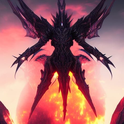 Black Flame Aura Knight in Demonic Armor