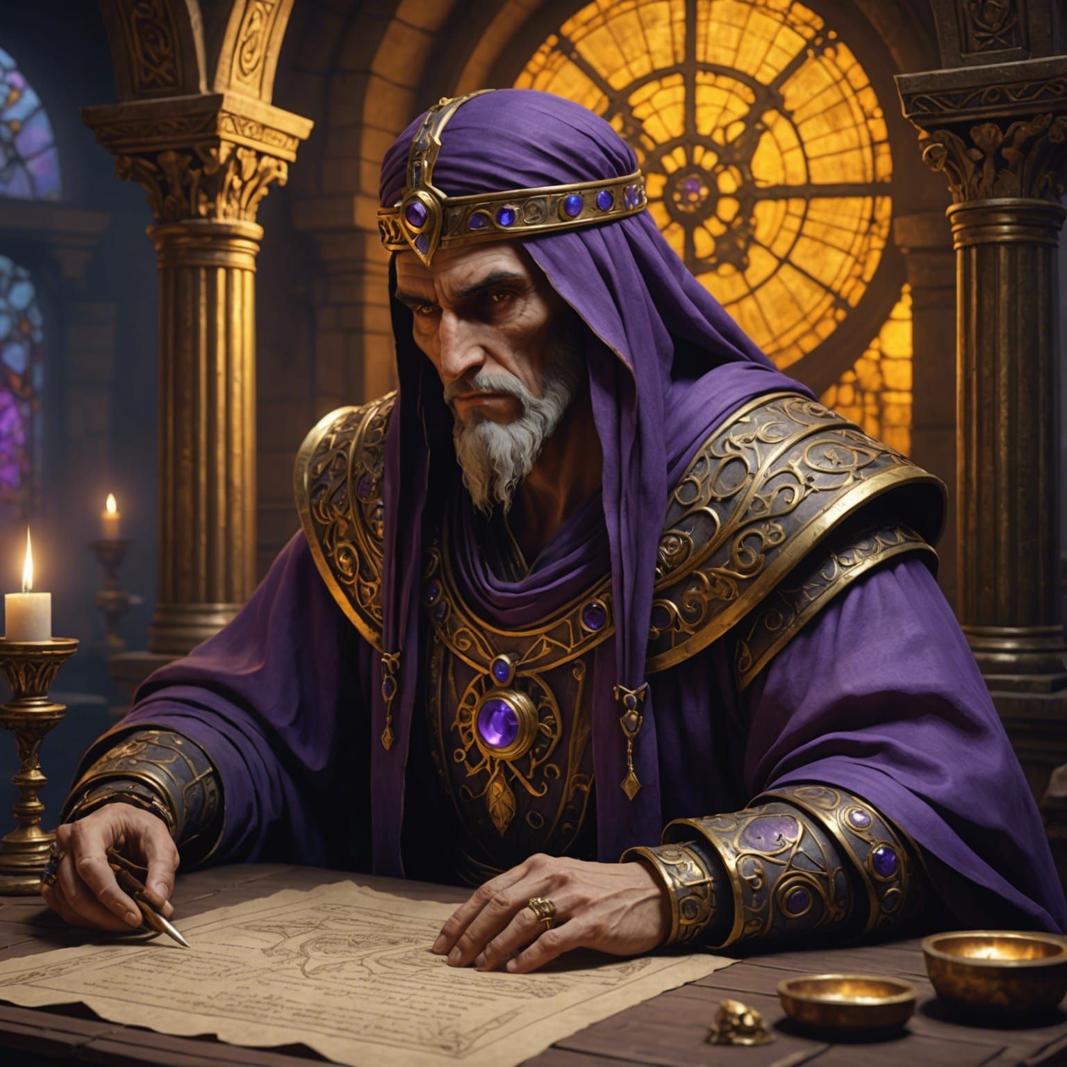 Intricate Papyrus Scrolls in Dark Fantasy Style