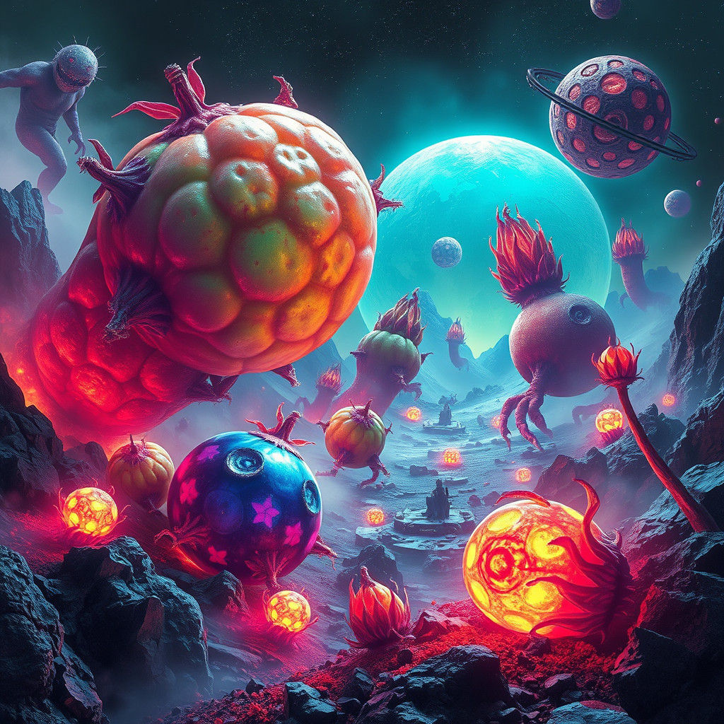 Fruits and Vegetables at War on Mystic Planet