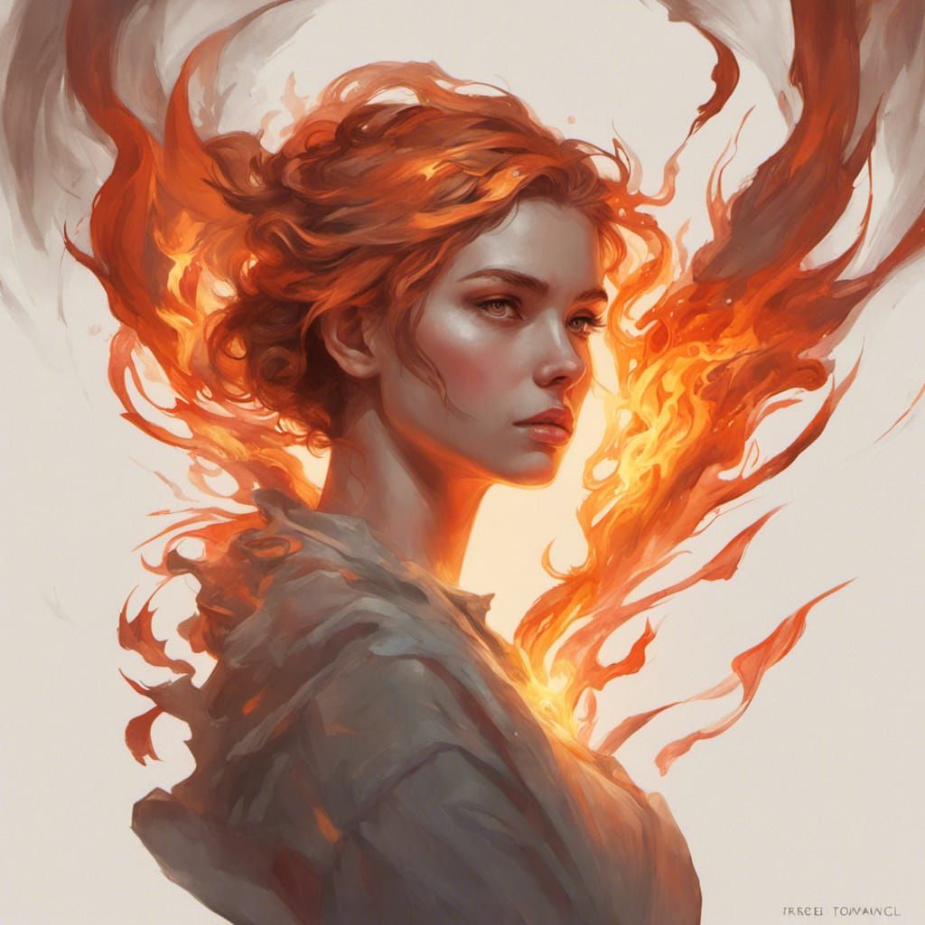 Woman with a Burning Heart Portrait