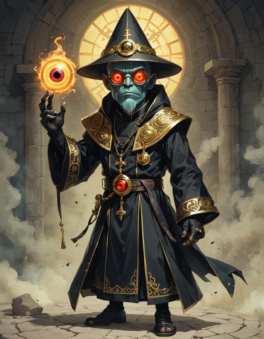 Cyclops Priest with Ju-Ju Eyeball: A Humorous Depiction