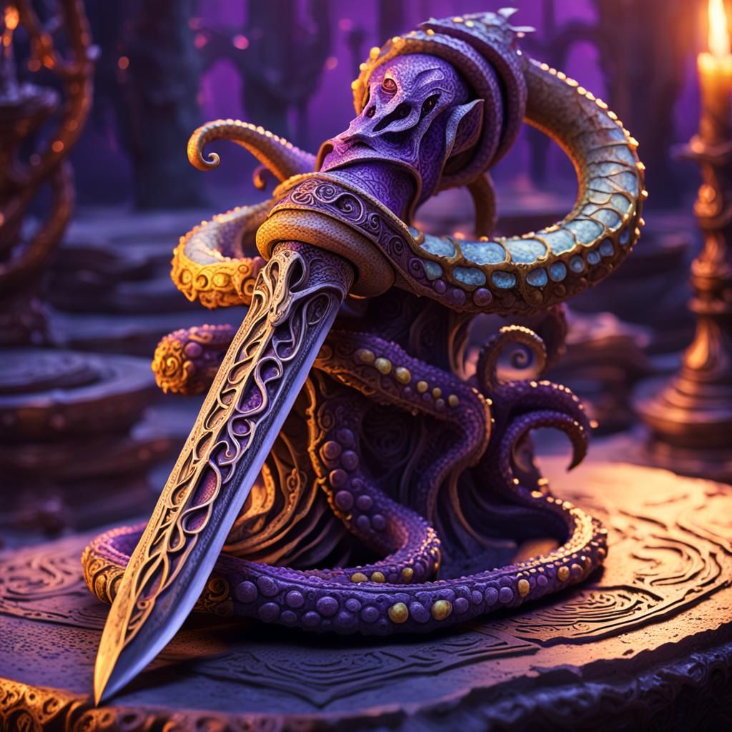 Cursed Tentacle Dagger on Ancient Altar