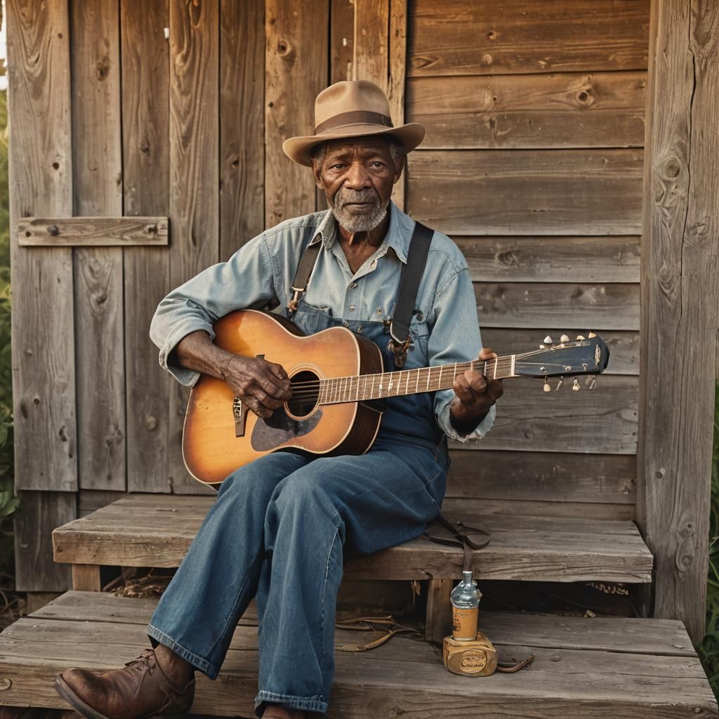 Soulful Blues Musician Portrait in Classic Photography Style