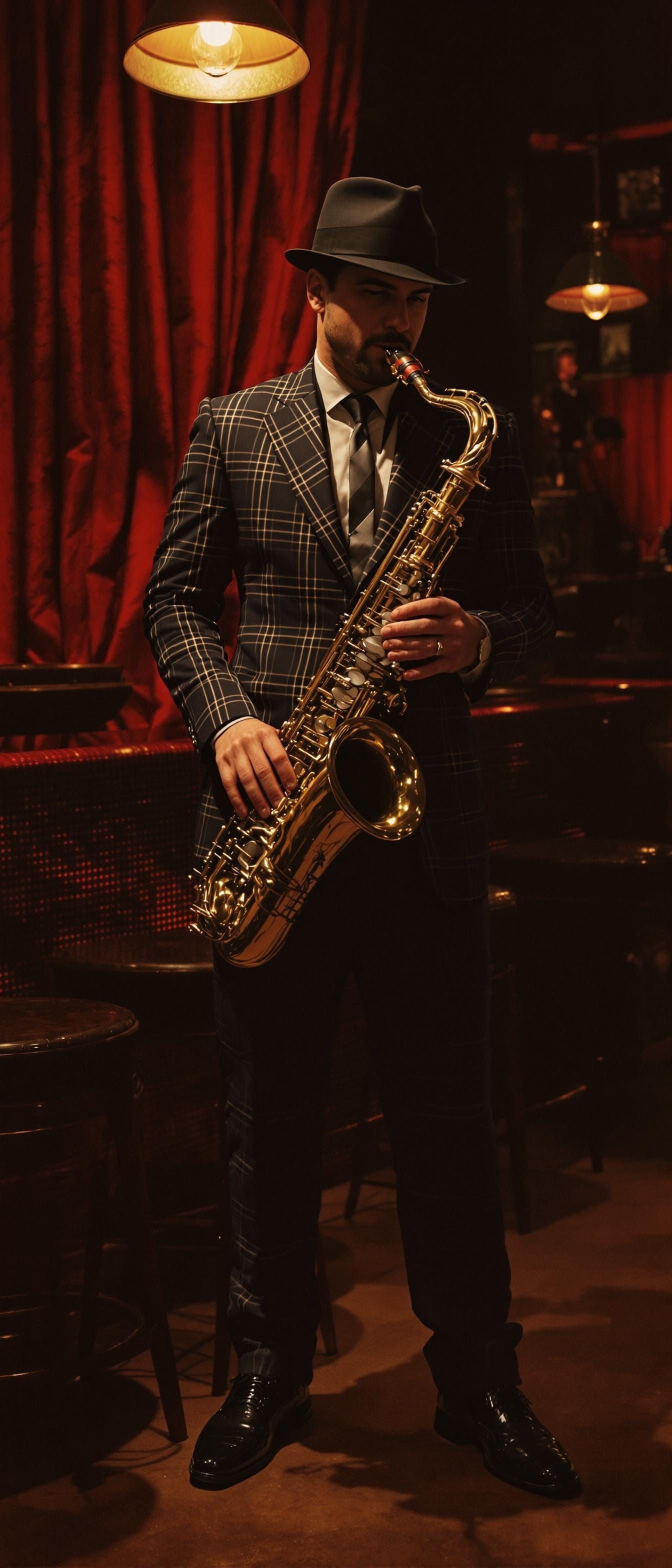 Man in Jazz Club, Film Noir Aesthetic