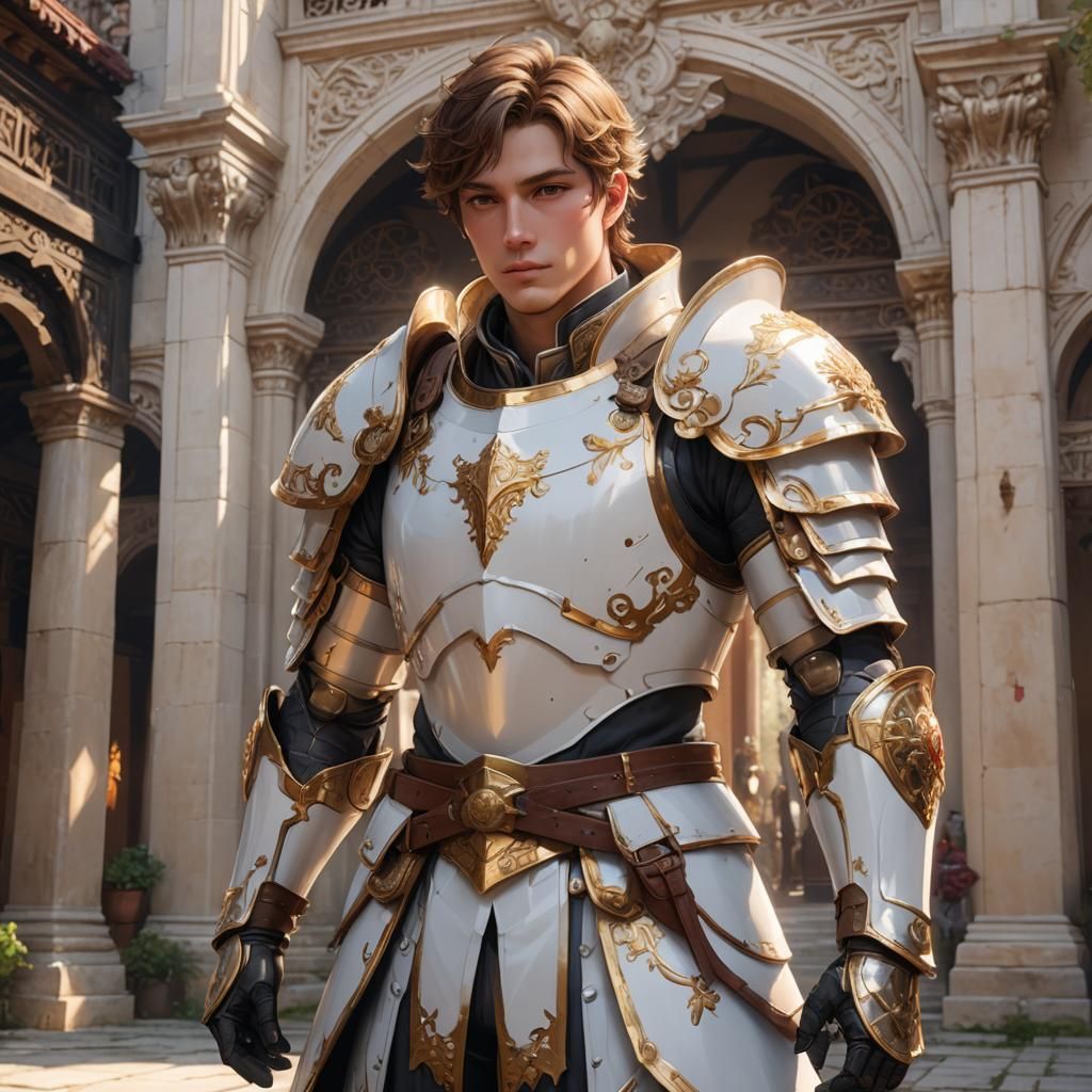 Paladin in White Armor, 3D Anime Art