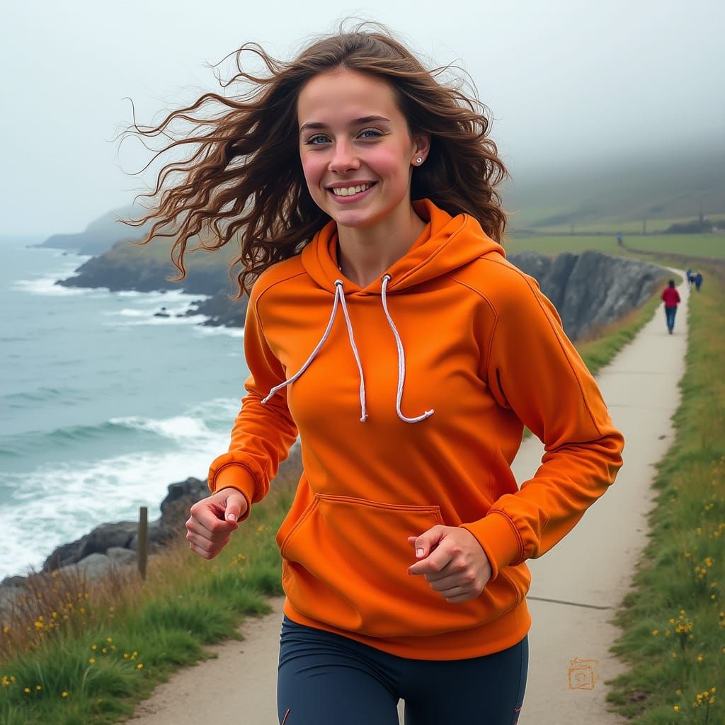 Vibrant Galway Promenade Runner in Impressionist Style