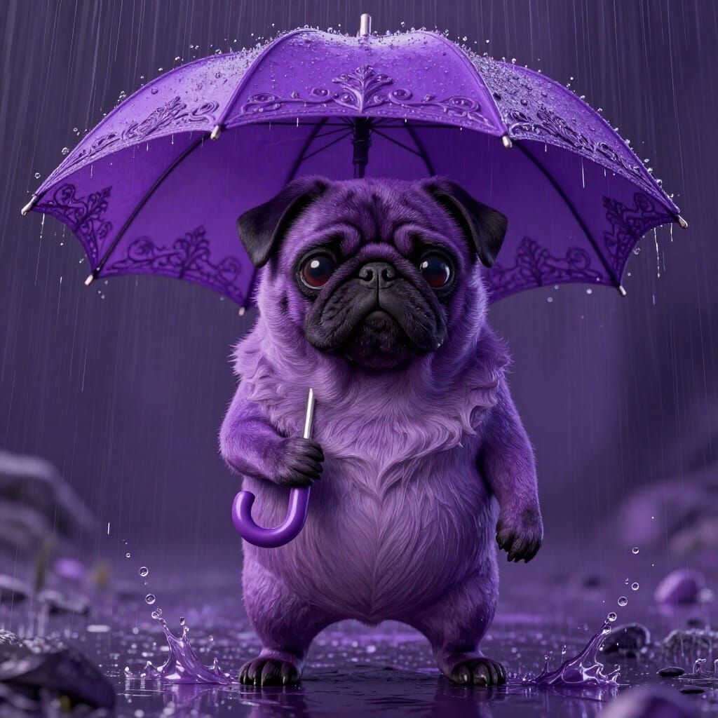 Baroque Purple Pug in Purple Rain