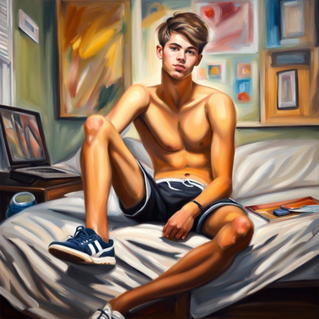 College Dorm Room Portrait: Oil Painting Masterpiece
