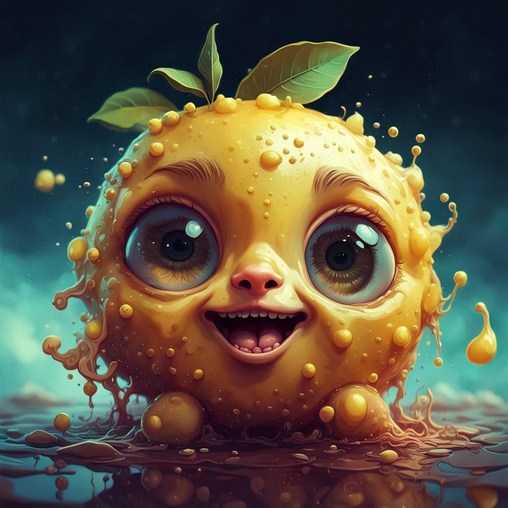 Cute Lemon Character in Digital Art Style