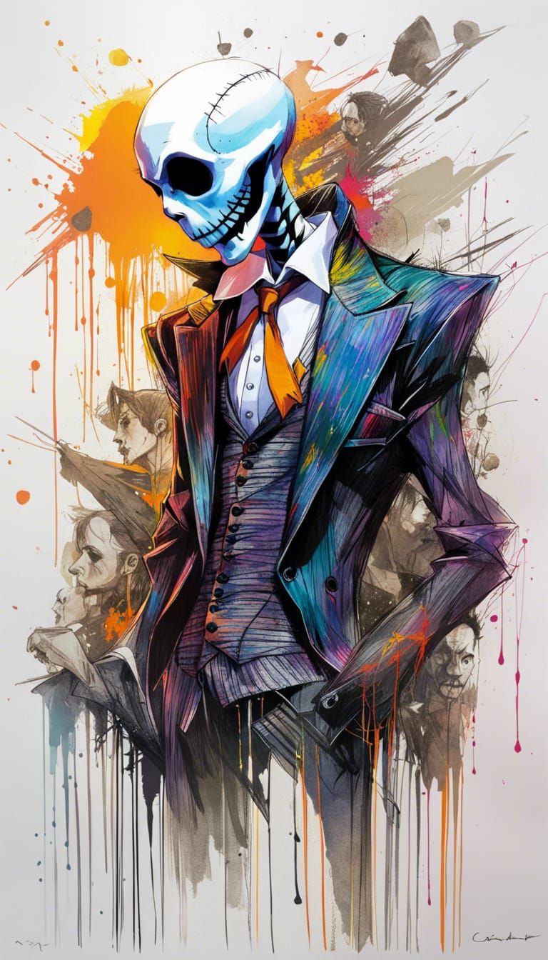 Photorealistic Anime Sketch of Jack Skellington