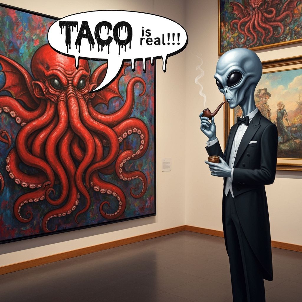 Alien's Taco Revelation: A Surreal Oil Painting