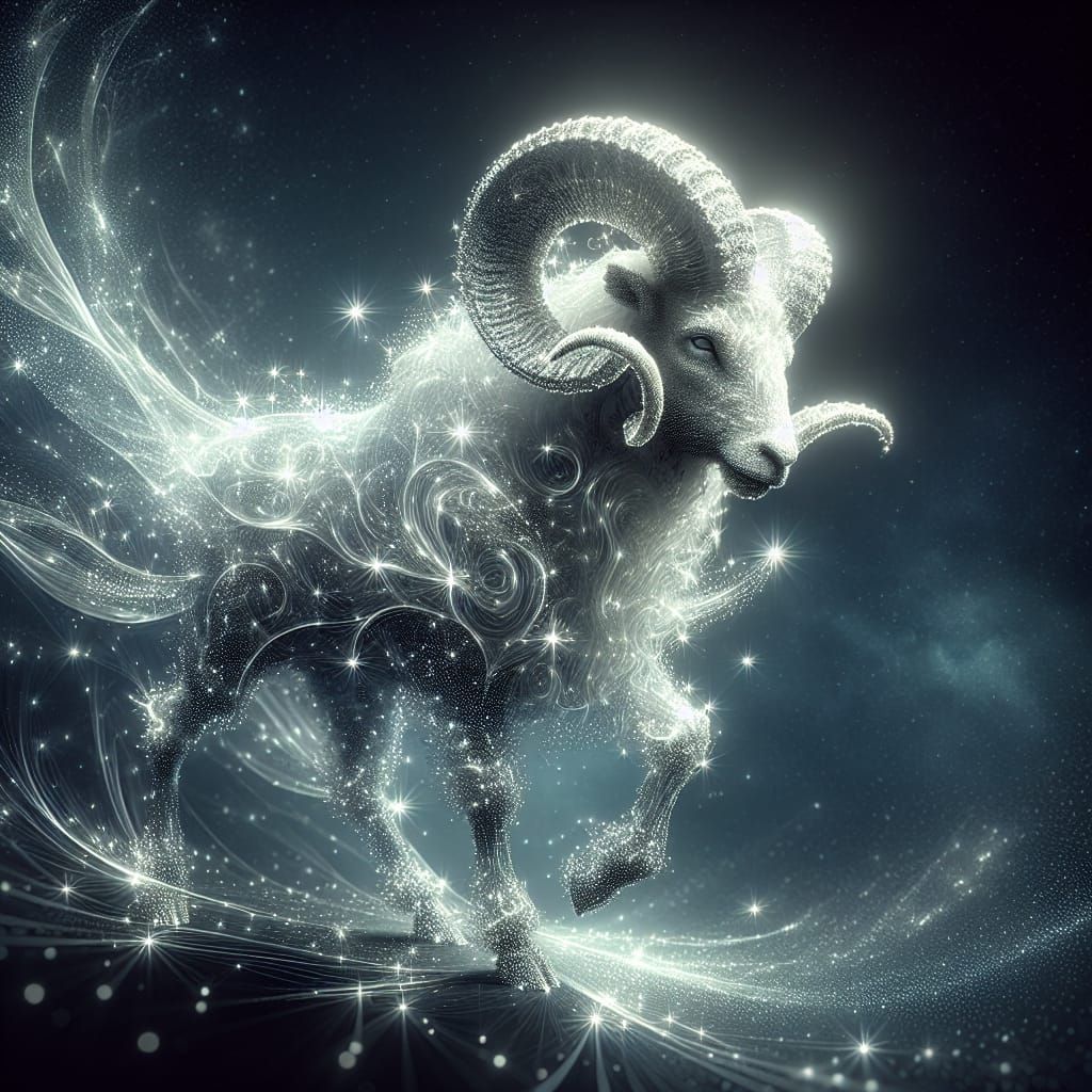 Celestial Ram Made of Light in Galactic Space