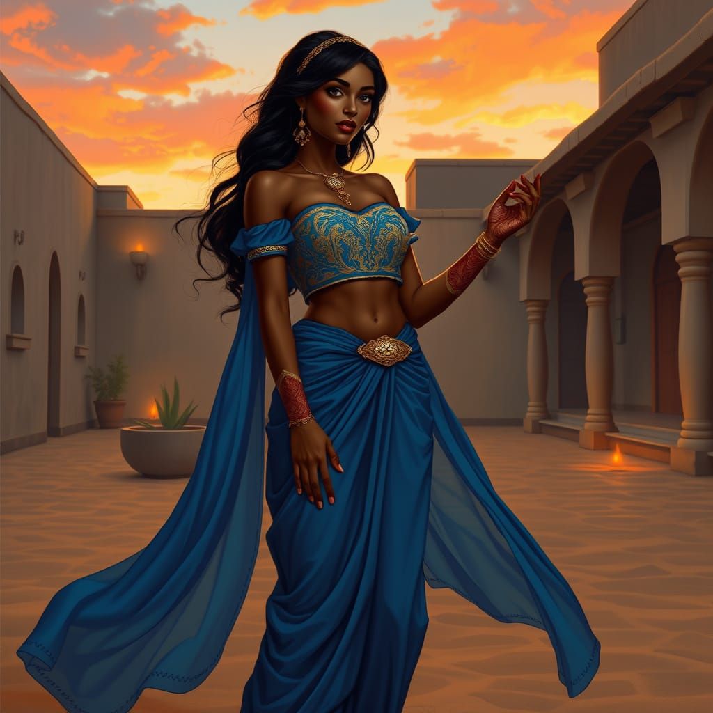 Arabian Princess in Warm Desert Courtyard