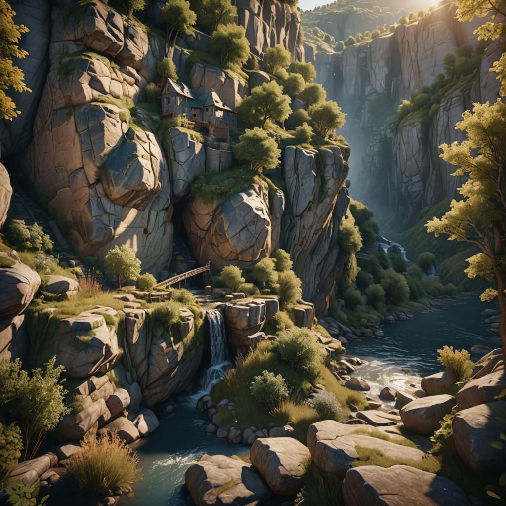 Medieval River Gorge in Hyper-Realistic Unreal Engine Render