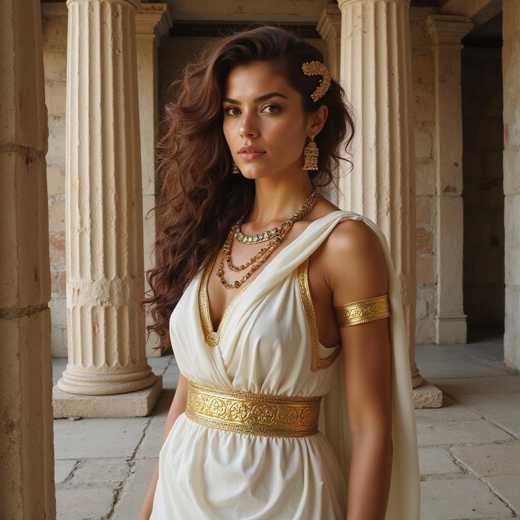 Goddess Arete in Greek Temple, Matte Painting