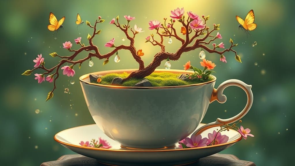 Enchanted Forest Teacup: A Digital Art Fairytale