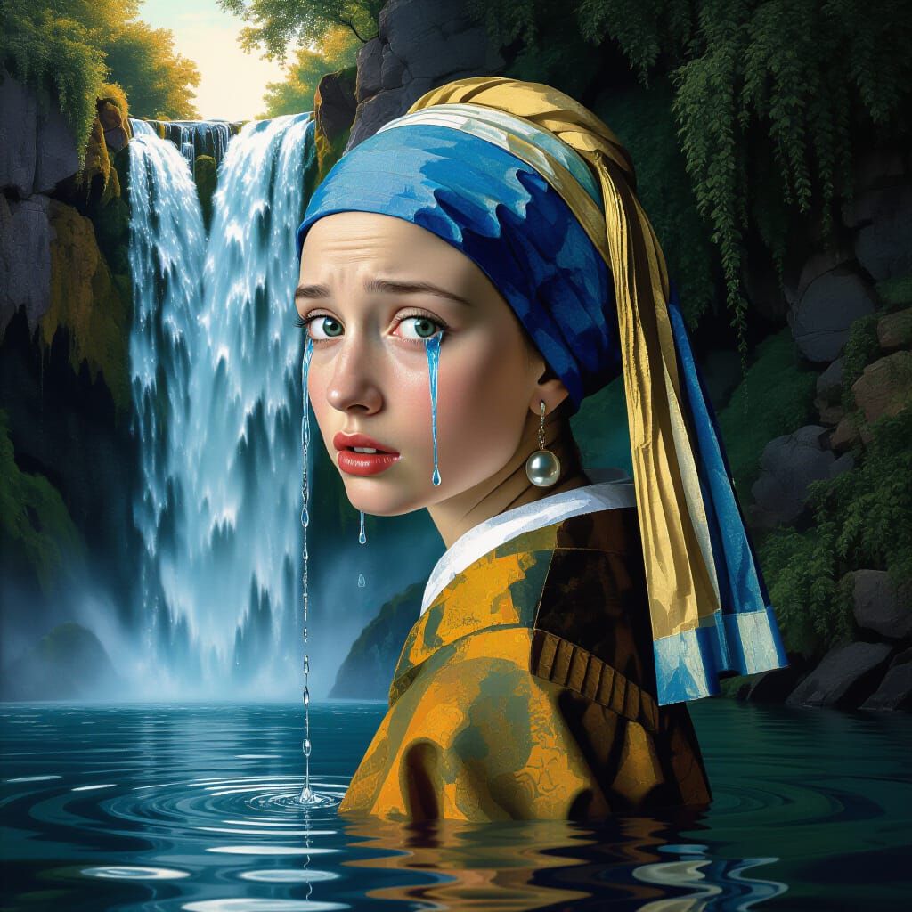 Girl with Pearl Earring Crying Waterfalls