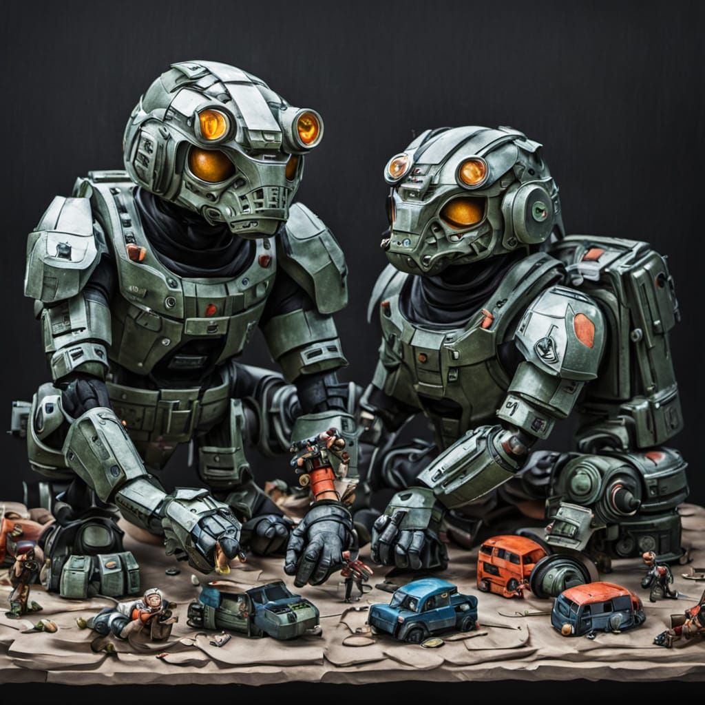 Robots in Whimsical Pre-School Setting