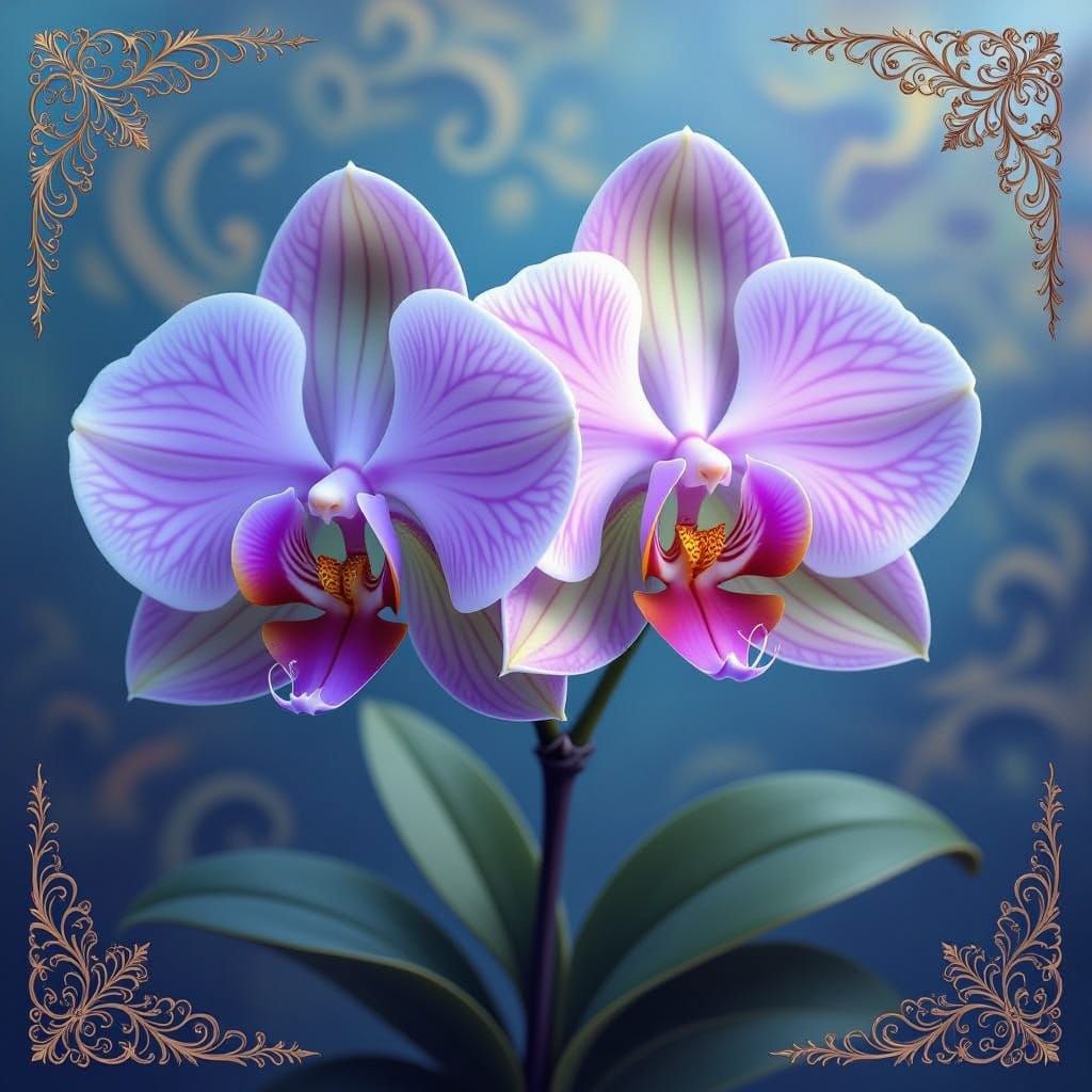 Dreamlike Orchid with Baroque Gold Filigree