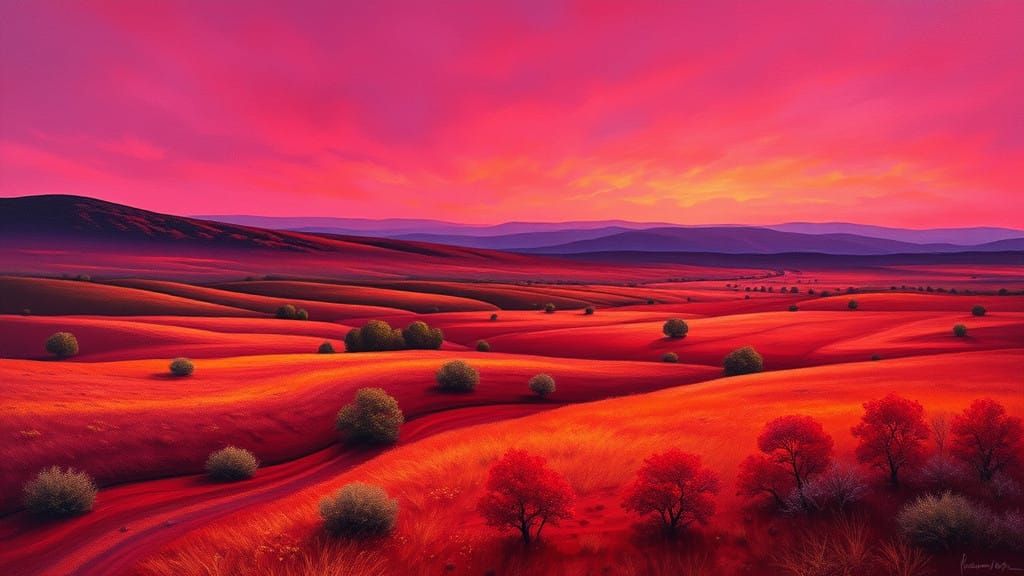 ein Bild der die Landschaften vereint, in dem die Farben, Or...