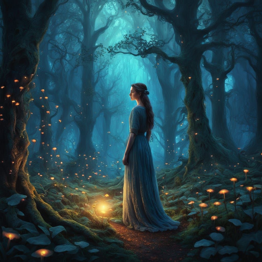 Mystical Forest Goddess in Ethereal Brushstrokes