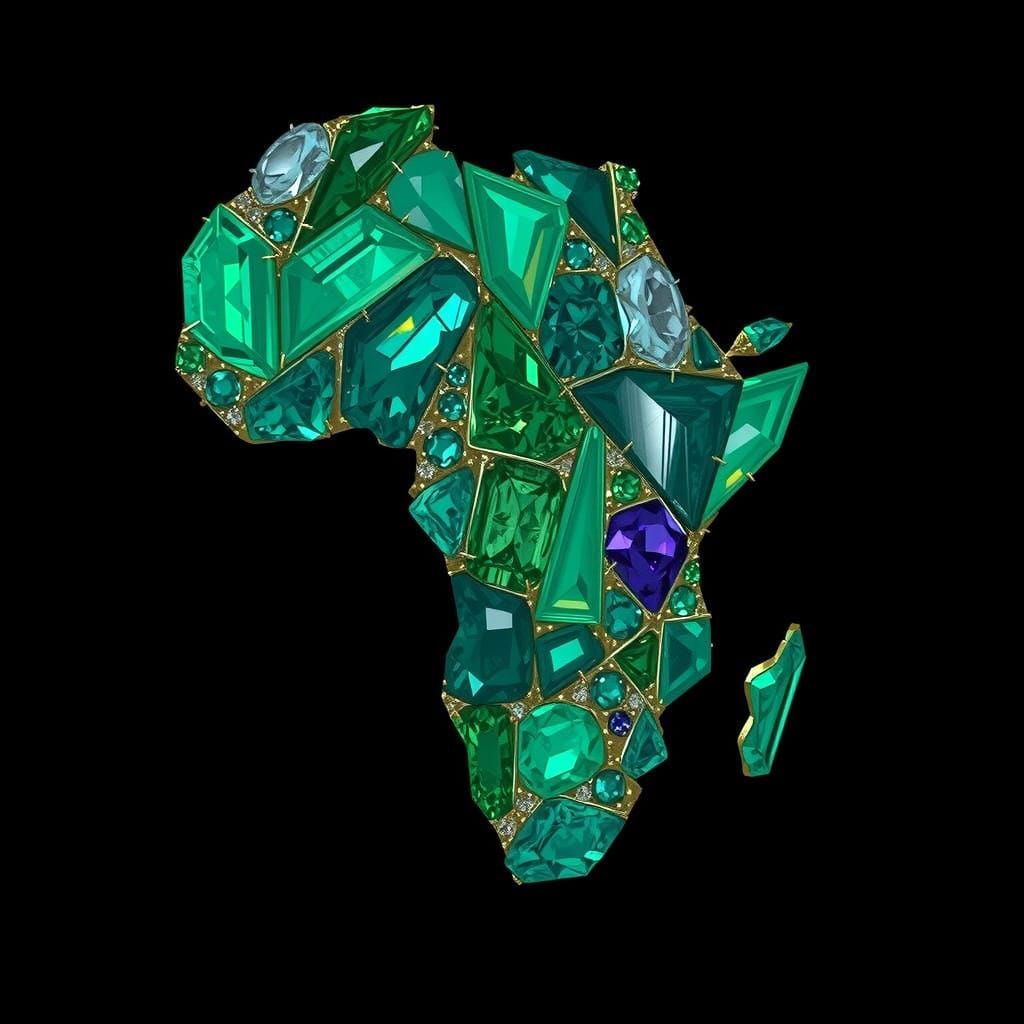 Emerald Africa Gemstone Continent in Antique Diamond Details