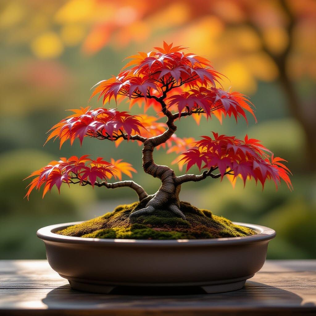 Miniature Autumn Forest in Bonsai Dish