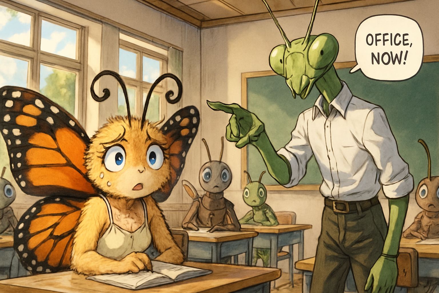 Anime Insect Students: Dress Code Trouble